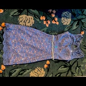 Sequin Open Back Lace Cocktail Dress